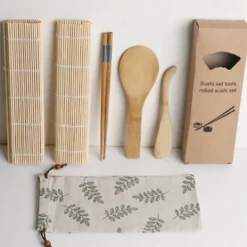 100% bambu sushi kit rullande mattor rispaddlar risspridare ätpinnar