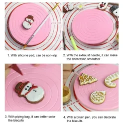 14 cm diameter sömlös DIY-tårtskiva, roterande plattform för dessertdekoration, säker att använda, lätt att städa