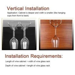 Vinglashängen-35 cm dubbelradig vinglashållare i rostfritt stål, hängande hylla för bar, kök