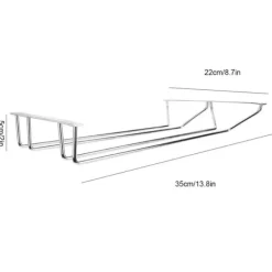 Vinglashängen-35 cm dubbelradig vinglashållare i rostfritt stål, hängande hylla för bar, kök