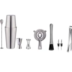 10 delar cocktailset, barset, shaker 750 ml - Rostfritt stål Silver