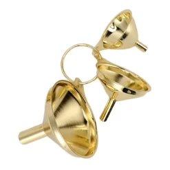 3 delar guldfärgad trattsats i rostfritt stål köksolja flytande metall för konservering köksredskap