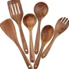 Köksutrustningsset-6 delar köksredskapsset i teak för non-stick köksredskap, träspatel, gaffel, spatel, slev, pass