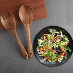 Köksutrustningsset-6 delar köksredskapsset i teak för non-stick köksredskap, träspatel, gaffel, spatel, slev, pass