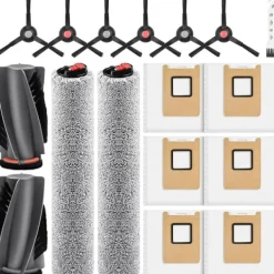 Dammsugartillbehör-17 Delars Tillbehörssats Kompatibel med Eufy RoboVac E28 Omni/E25 Omni - Huvudborstar, Sidoborstar, Dammpåsar