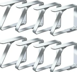 Dukclips & -Vikter-8 dukhållare - rostfritt stål, silverfärgade - 4 cm