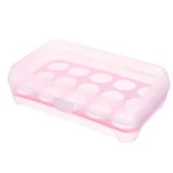 15 Grid Plast Ägg Förvaringslåda - Rosa