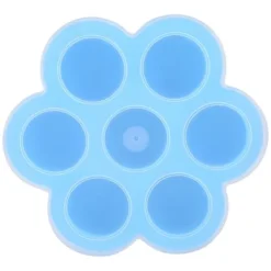 7 Hål Silikon Äggform Återanvändbar Förvaringsbehållare Barnmat Frysbrickor med Lock Blå