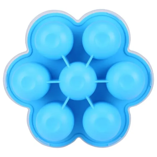 7 Hål Silikon Äggform Återanvändbar Förvaringsbehållare Barnmat Frysbrickor med Lock Blå