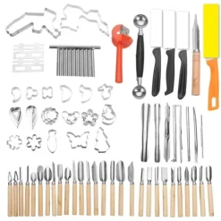 Köksutrustningsset-80 i 1 bärbar grönsaksmat Fruktgravör Kökssnideriverktygssats med påse