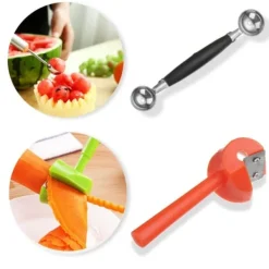 Köksutrustningsset-80 i 1 bärbar grönsaksmat Fruktgravör Kökssnideriverktygssats med påse