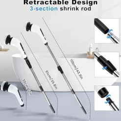 7 i 1 elektrisk rengöringsborste - kraftfull rengöring - dubbel hastighet med förlängningsarm för kök, bil, kakel,