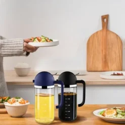 2 i 1 glasoljespruta olivolja dispenser Press typ dispenser för matlagning kök grill