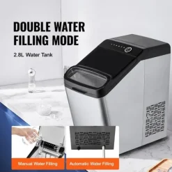 Ismaskiner-33 lbs/dag 130W bärbar elektrisk ismaskin med isskopa/iskorg, justerbar isbitsstorlek, bra isoleringsteknik, självrengörande, lågt ljud