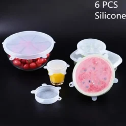 6 Livsmedelssilikontak, BPA-fria utvidgade silikontak, universellt lock i 6 olika storlekar