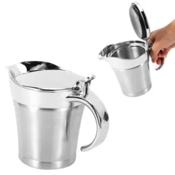 750 ml Gravy Boat 304 rostfri såskanna dubbelväggig biffsåsgryta med lock