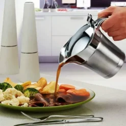 750 ml såsskål i rostfritt stål med lock, dubbelväggig isolerad såsskål med lock