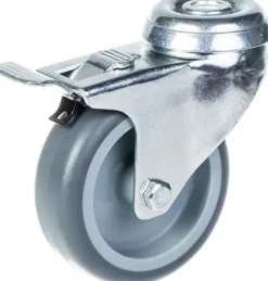 Tillbehör Till Avfallshantering-75 mm 3" länkhjul grått gummidäck, vridbart med broms, 120 kg kapacitet, set om 2