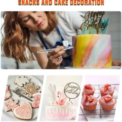 0-30 psi dubbelverkande airbrush kit för snacks/tårtdekorering, 3 lägen, bekväm automatisk start/stopp, effektiv olje- och vattenfiltrering