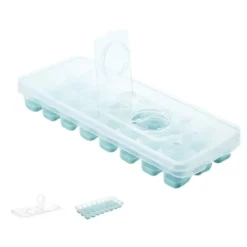 Isformar-24 rutnät iskubbricka med lock täckta iskubbrickor Inget spill Ice Cube Box Silikon Ice Cube Maker bricka