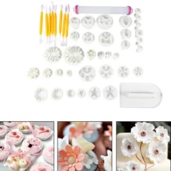 46 st Blomma Fondant Kaka Sockerpyssel Dekoreringskit Utstickare Verktyg Form Set