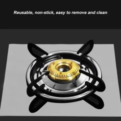 Gasbrännare-4 st. brännarskydd för gasspis, non-stick oljeskyddsmatta, köksredskap (silver)