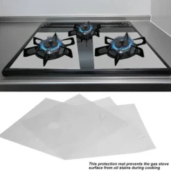Gasbrännare-4 st. brännarskydd för gasspis, non-stick oljeskyddsmatta, köksredskap (silver)