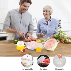 Skållock-6 st Couvercle alimentaire extensible en silicone Couvercle Conservation des aliments Réutilisable