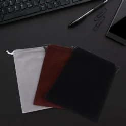 3 st flockande tyg dragskopåse dammtät förvaringspåse för smycken present godis telefon