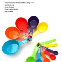 12 st färgglada måttkoppar och skedar, säkert, hälsosamt, enkelt att förvara, gör-det-själv, stapelbara, hopfällbara köksmåttverktyg, slumpmässig fär | CDON