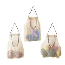 3 st hängande nätförvaringspåsar för frukt för potatis, lök, grönsaker, återanvändbara nätförvaringspåsar