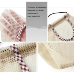 3 st hängande nätförvaringspåsar för frukt för potatis, lök, grönsaker, återanvändbara nätförvaringspåsar