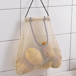 3 st hängande nätförvaringspåsar för frukt för potatis, lök, grönsaker, återanvändbara nätförvaringspåsar