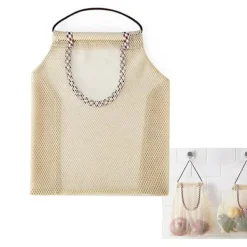 3 st hängande nätförvaringspåsar för frukt för potatis, lök, grönsaker, återanvändbara nätförvaringspåsar