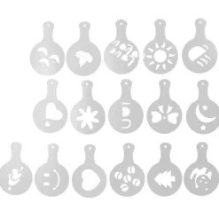 Mat- & Dryckesschabloner-16 ST Kaffeschabloner Multipurpose tårtdekorationsschabloner för DIY Kaffekaka Fondant Choklad Cappuccino