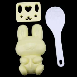 3 st livsmedelsgodkänd PP tecknad kaninmodell sushirisform gör-det-själv-hantverk onigiri-verktyg (gul)