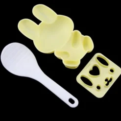 3 st livsmedelsgodkänd PP tecknad kaninmodell sushirisform gör-det-själv-hantverk onigiri-verktyg (gul)