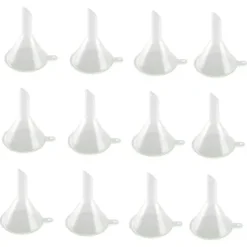 30 st minitrattar i genomskinlig plast. Lämpliga för flaskor, fyllning av laboratorievätskor, eteriska oljor, sandmålning, parfym etc.