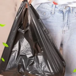 Soppåsar-50 st papperskorgspåse svart papperskorgspåse förtjockad PE stor kapacitet västtyp papperskorgsfoder för hemkök kontor