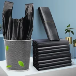 Soppåsar-50 st papperskorgspåse svart papperskorgspåse förtjockad PE stor kapacitet västtyp papperskorgsfoder för hemkök kontor