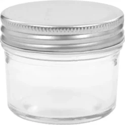 48 st pots med lock i silverfärgad glas 110 ml