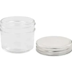 48 st pots med lock i silverfärgad glas 110 ml