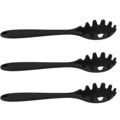 Hålslevar-3 st silikon spagetti sked allt i 1 livsmedelsklass värmebeständig silikon spaghetti nudlar sked gaffel köksredskap svart