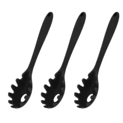 Hålslevar-3 st silikon spagetti sked allt i 1 livsmedelsklass värmebeständig silikon spaghetti nudlar sked gaffel köksredskap svart