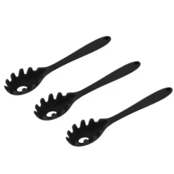 Hålslevar-3 st silikon spagetti sked allt i 1 livsmedelsklass värmebeständig silikon spaghetti nudlar sked gaffel köksredskap svart