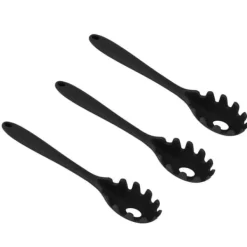 Hålslevar-3 st silikon spagetti sked allt i 1 livsmedelsklass värmebeständig silikon spaghetti nudlar sked gaffel köksredskap svart