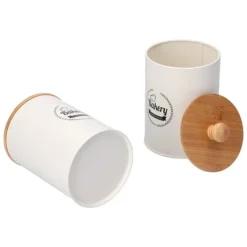 Förvaringsburkar-3 st tebehållare bambulock burk te kaffe förvaringsbehållare för hemkök vit