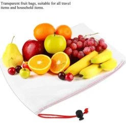 11 st återanvändbara dragskonätpåsar frukt- och grönsakspåsar förvaringsleksaker shoppingpåse