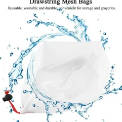 11 st återanvändbara dragskonätpåsar frukt- och grönsakspåsar förvaringsleksaker shoppingpåse