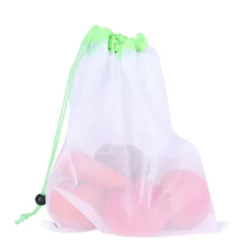 12 st återanvändbara frukt- och grönsakspåsar miljövänliga polyesternät grönsaks- och fruktleksaker förvaring